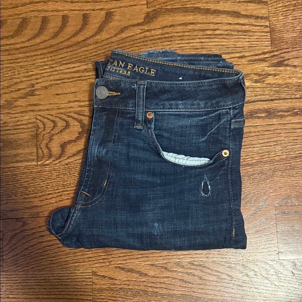 American Eagle Outfitters Men's Dark Blue Skinny Jeans